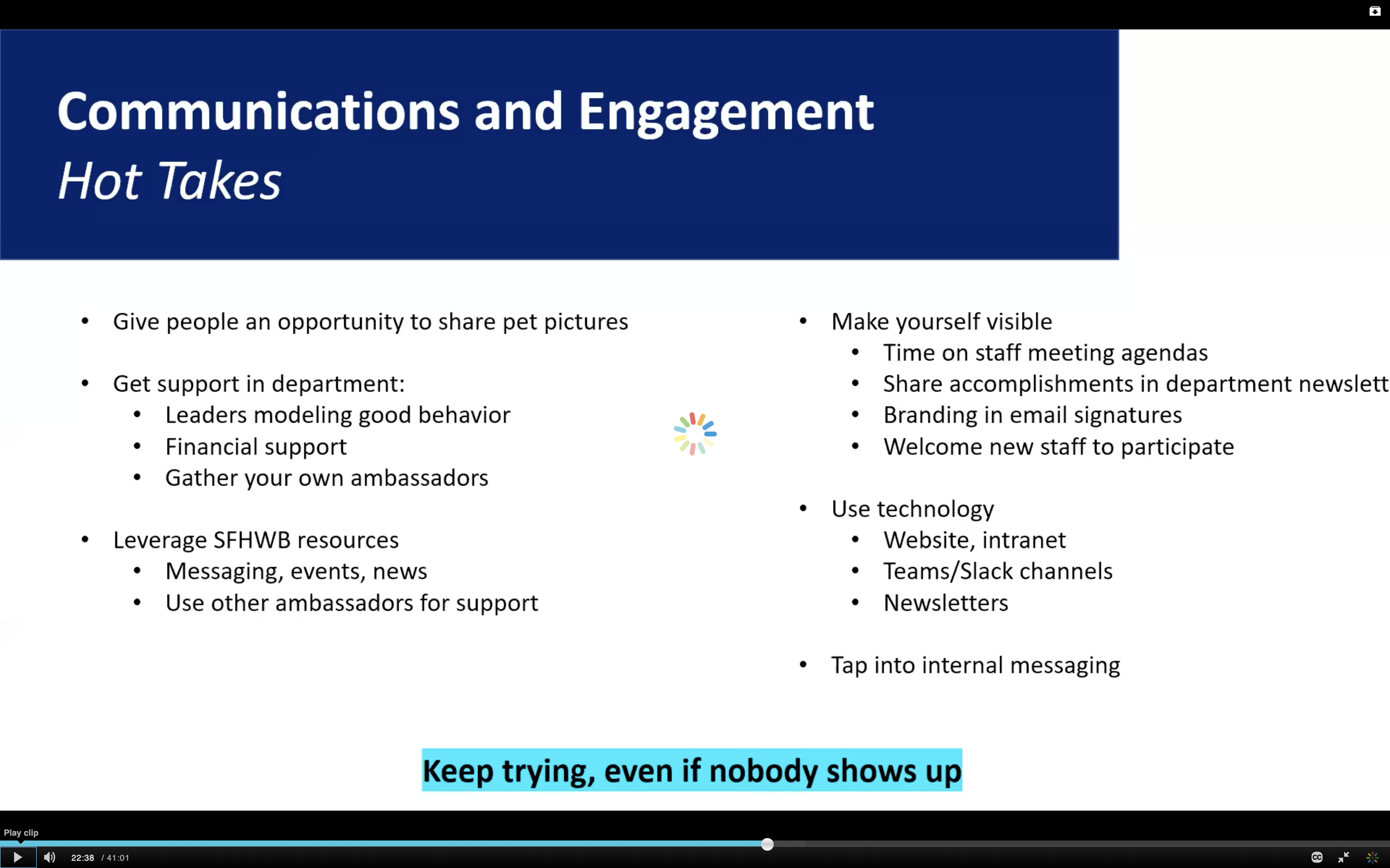 Communication slide presented by Grant Nejedlo